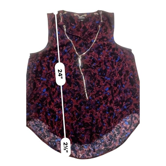 Torrid Womens Sleeveless Watercolor Print Tunic Top With Chain Accent - Picture 7 of 9